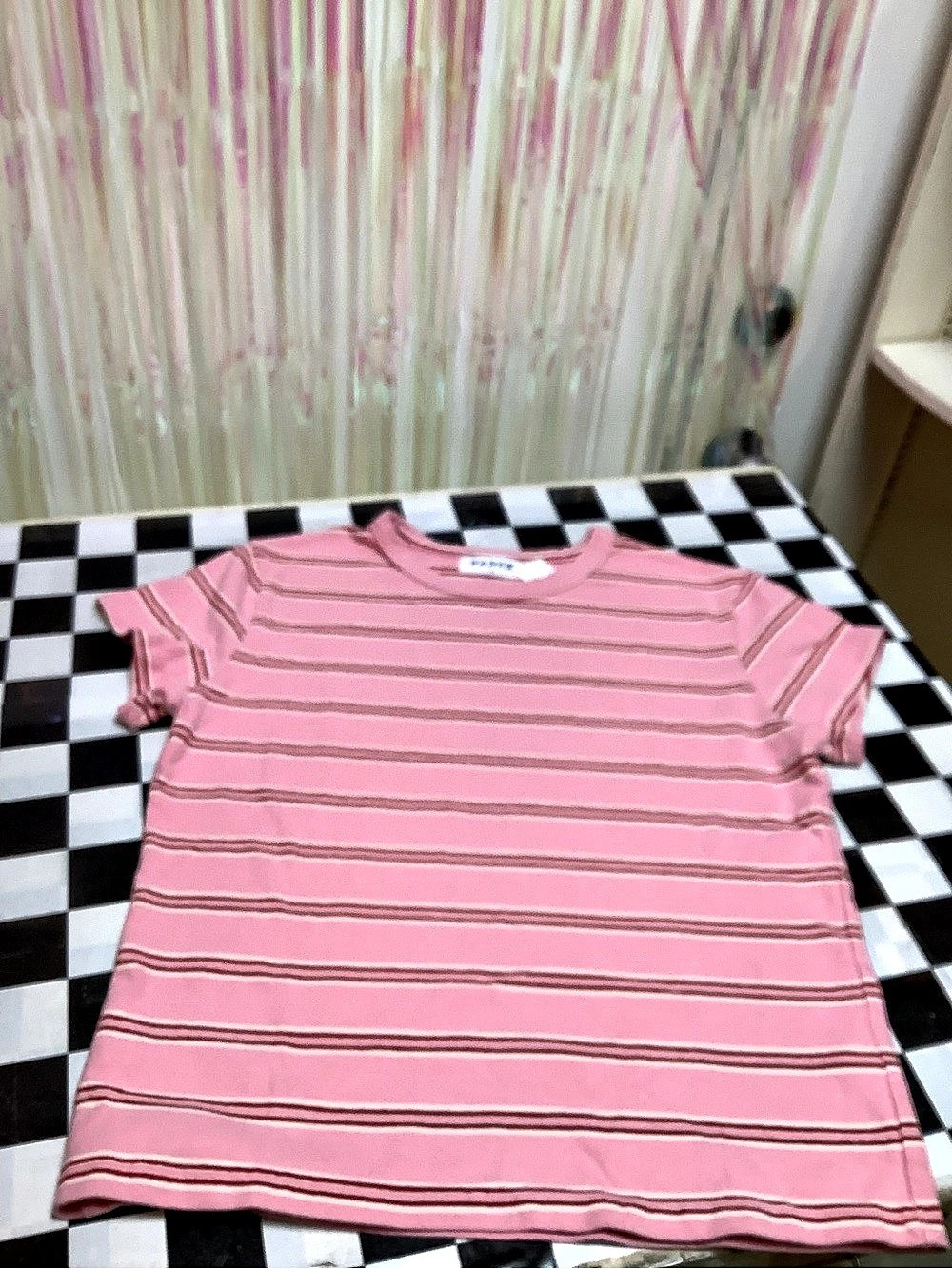PARKE Striped Short Sleeve Tee in Pink Size Small NWT